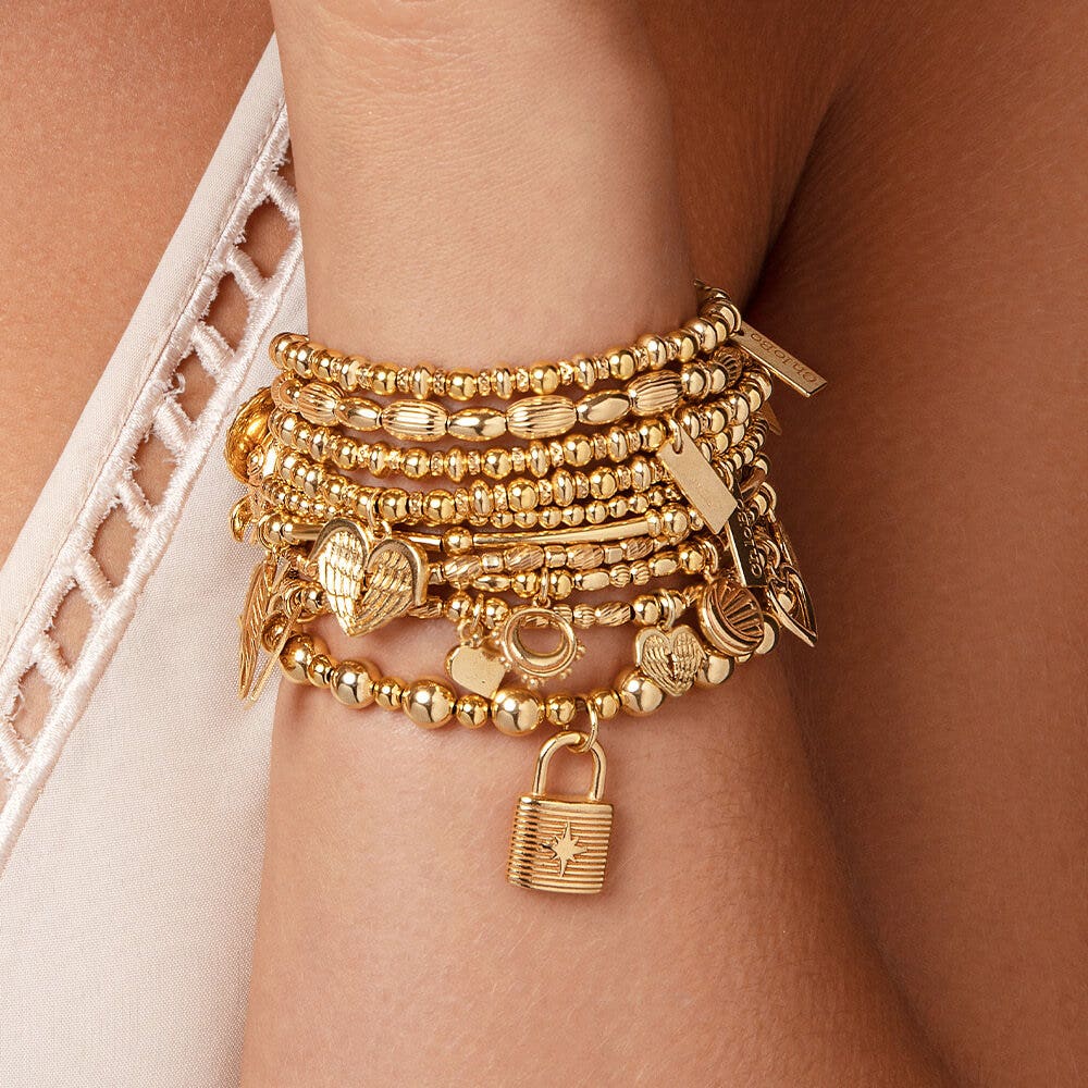 ChloBo Sterling Silver Gold Plated Mini Ball Small Padlock Bracelet CBO-220 Image 3