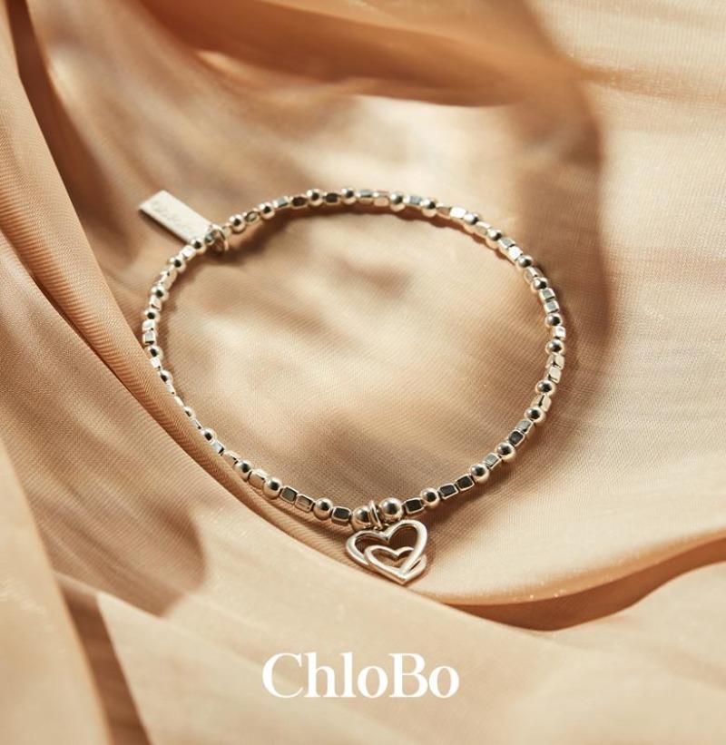 ChloBo Sterling Silver Gold Plated Mini Cube Interlocking Love Heart Bracelet CBO-013 Image 2