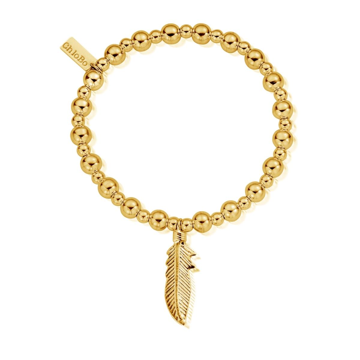 ChloBo Sterling Silver Gold Plated Mini Small Ball Feather Bracelet CBO-219 Image 1