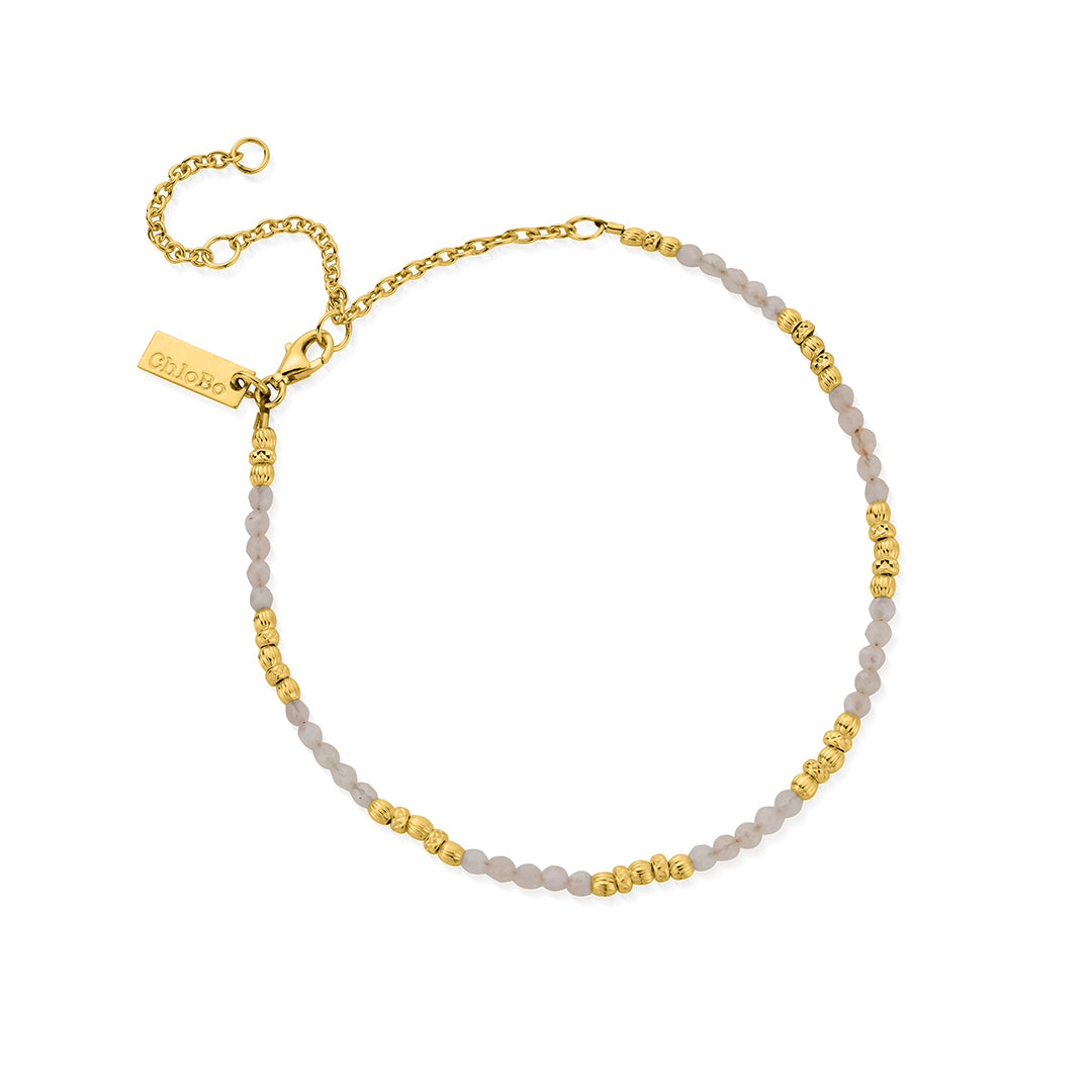 ChloBo Sterling Silver Gold Plated Passionate Sun Rose Quartz Anklet CBO-166 Image 1
