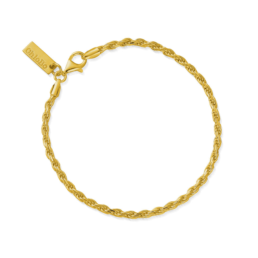 ChloBo Sterling Silver Gold Plated Sparkle Rope Chain Bracelet CBO-134 Image 1