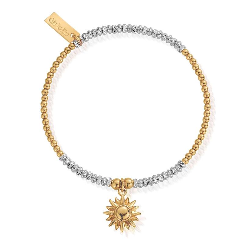 ChloBo Sterling Silver Gold Plated Sparkle Sun Bracelet CBO-082 Image 1