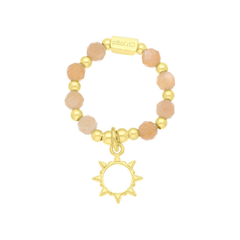 ChloBo Sterling Silver Gold Plated Sunrise Peach Moonstone Ring CBO-251/S Image 1