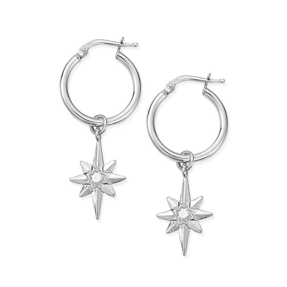 ChloBo Sterling Silver Lucky Star Hoop Earrings CBO-193 Image 1