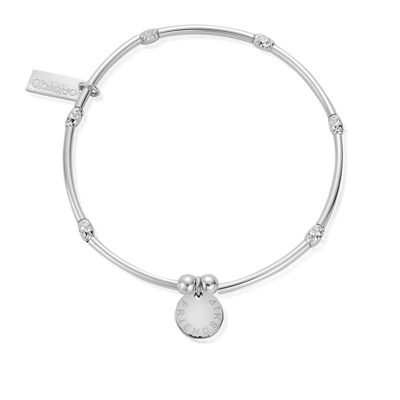 ChloBo Sterling Silver Mini Noodle Sparkle Rice Friendship Disc Bracelet CBO-006 Image 1