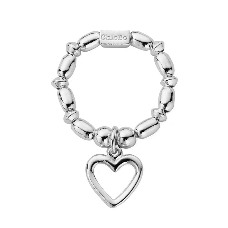 ChloBo Sterling Silver Mini Rice Open Heart Ring CBO-203/S Image 1