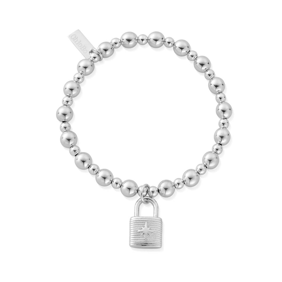 ChloBo Sterling Silver Mini Small Ball Padlock Bracelet CBO-216 Image 1