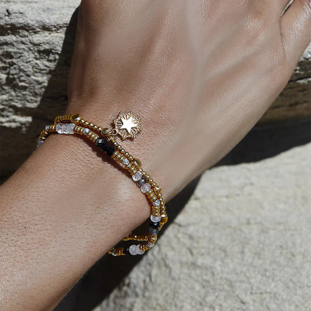 Chlobo Sterling Silver Mixed Metal Stone Of Empowerment Black Rutilated Quartz Bracelet CBO-651 Image 2