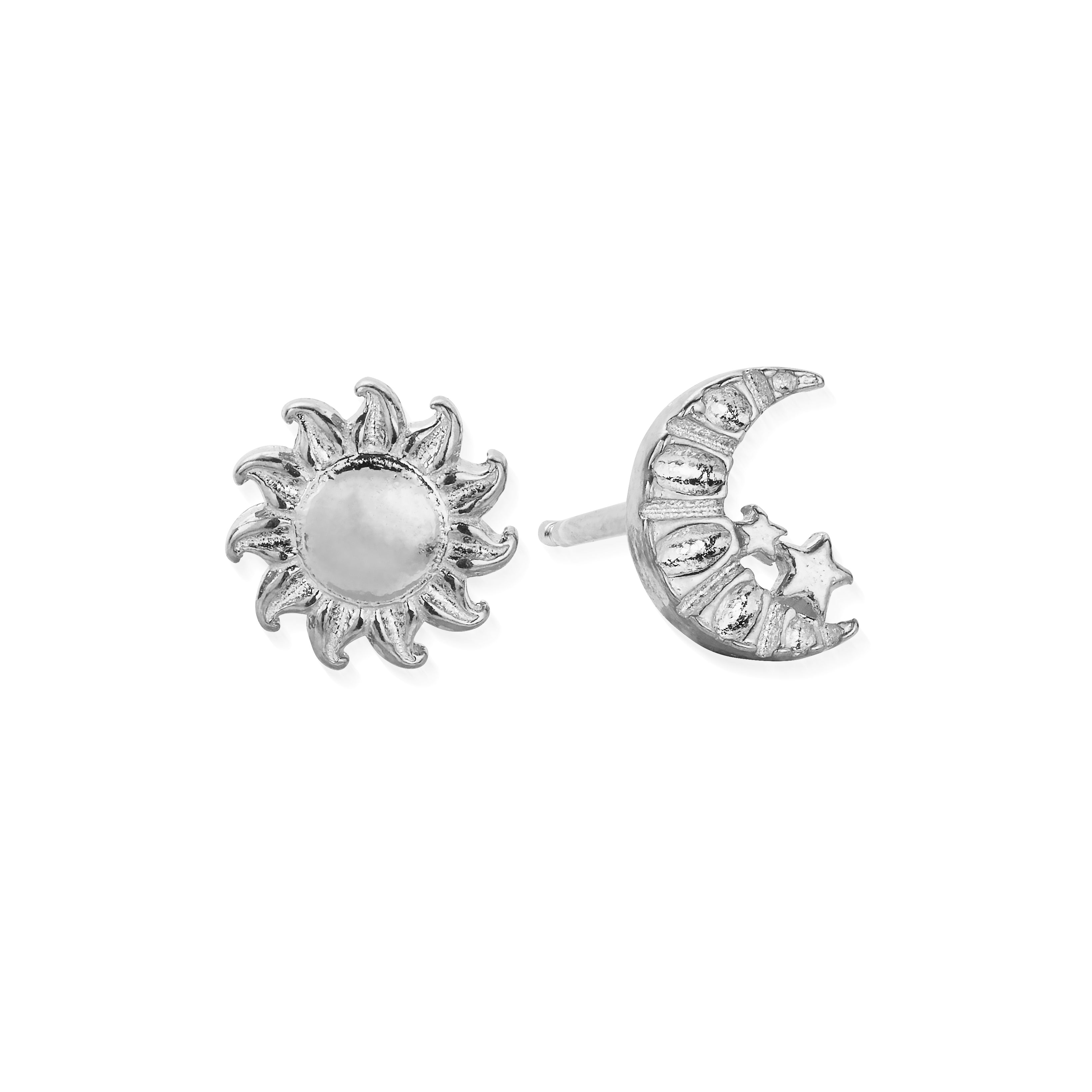 ChloBo Sterling Silver Moon And Sun Stud Earrings CBO-517 Image 1