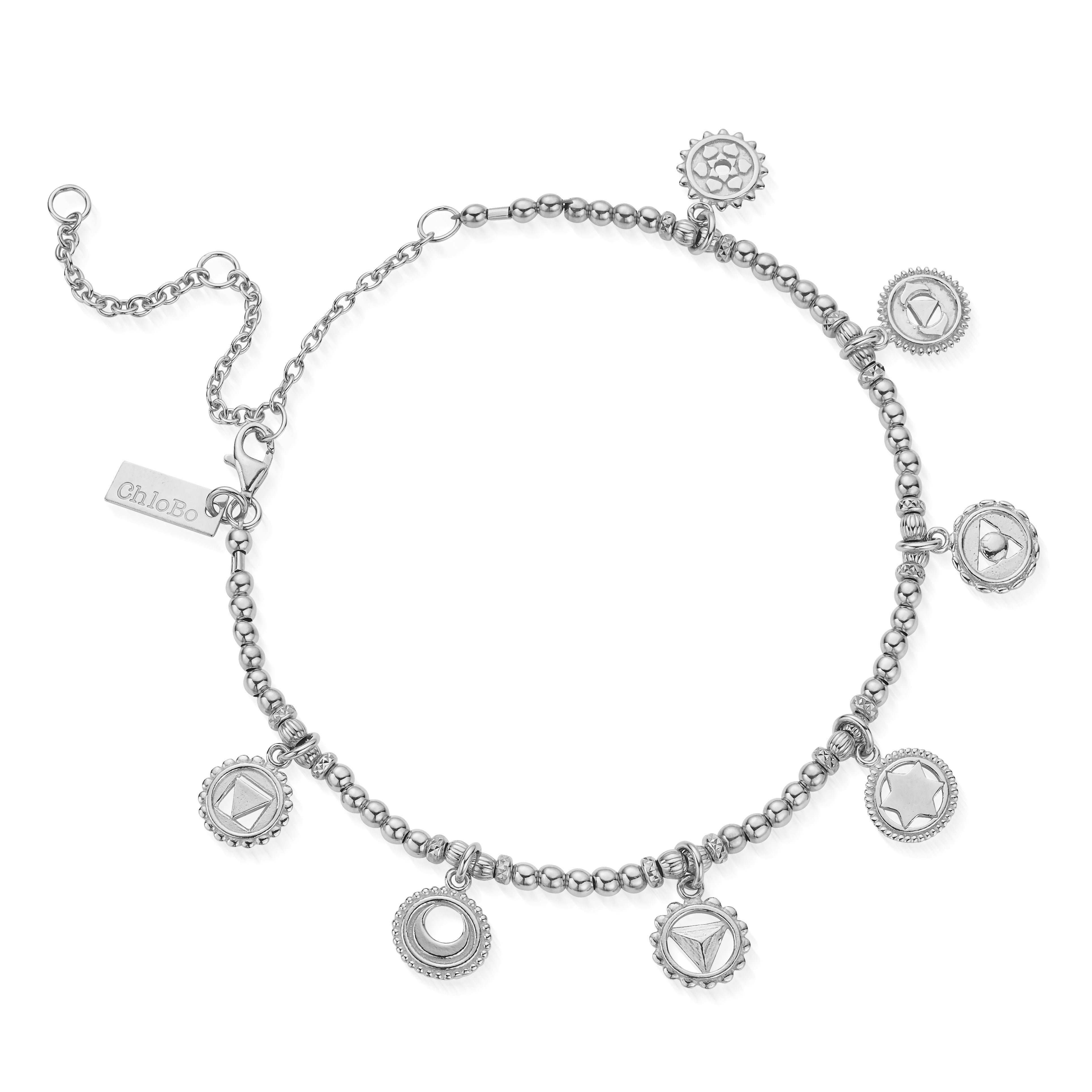 ChloBo Sterling Silver Positive Vibes Anklet CBO-501 Image 1