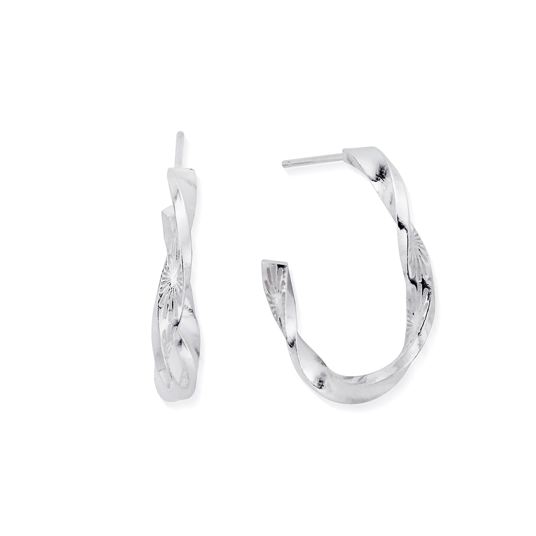 ChloBo Sterling Silver Sun Twisted Hoop Earrings CBO-155 Image 1
