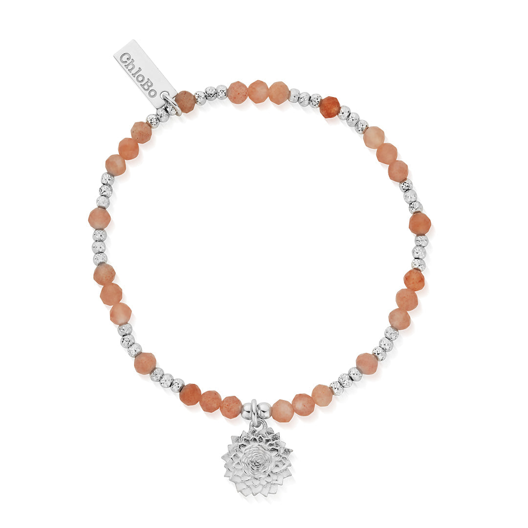 ChloBo Sterling Silver Sunflower Peach Moonstone Bracelet CBO-117 Image 1
