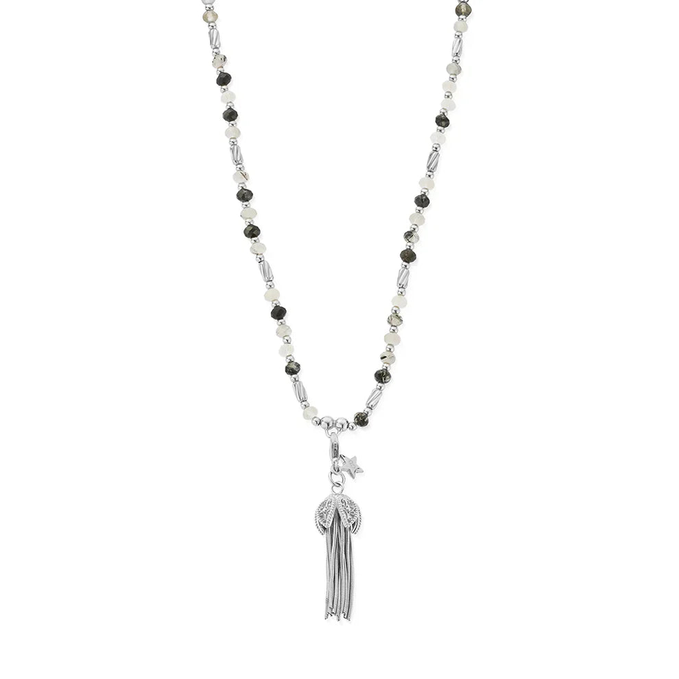 Chlobo Sterling Silver Tassel Of Joy Black Rutilated Quartz Necklace CBO-659 Image 1
