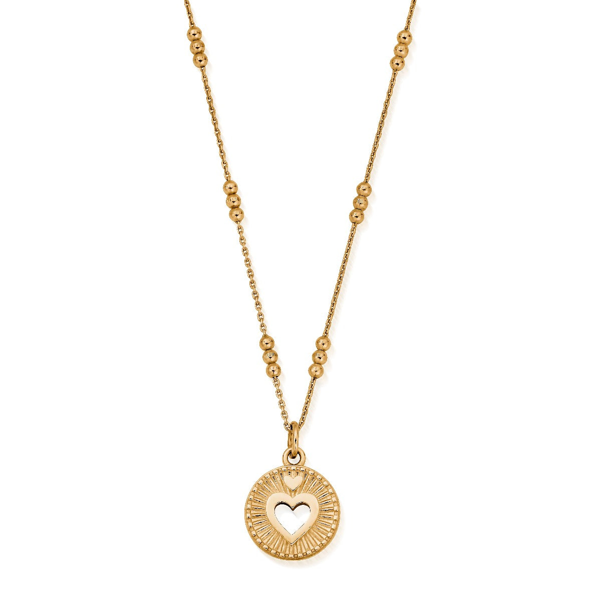 ChloBo Wandering Free Gold Plated Sterling Silver Triple Bobble Chain Guiding Heart Necklace CBO-400 Image 1