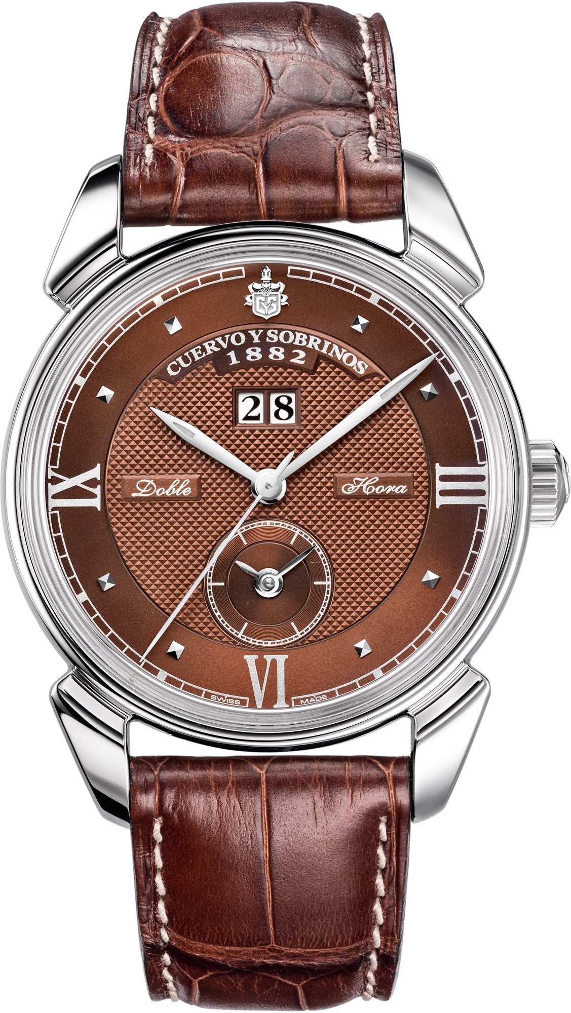Cuervo y Sobrinos Watch Historiador Dual Time Tobacco Dial 3194D.1T Image 1