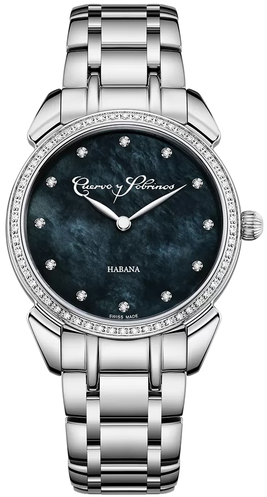 Cuervo y Sobrinos Watch Historiador Primera Dama Diamond Black Bracelet 3113B.1N-S1 Image 1