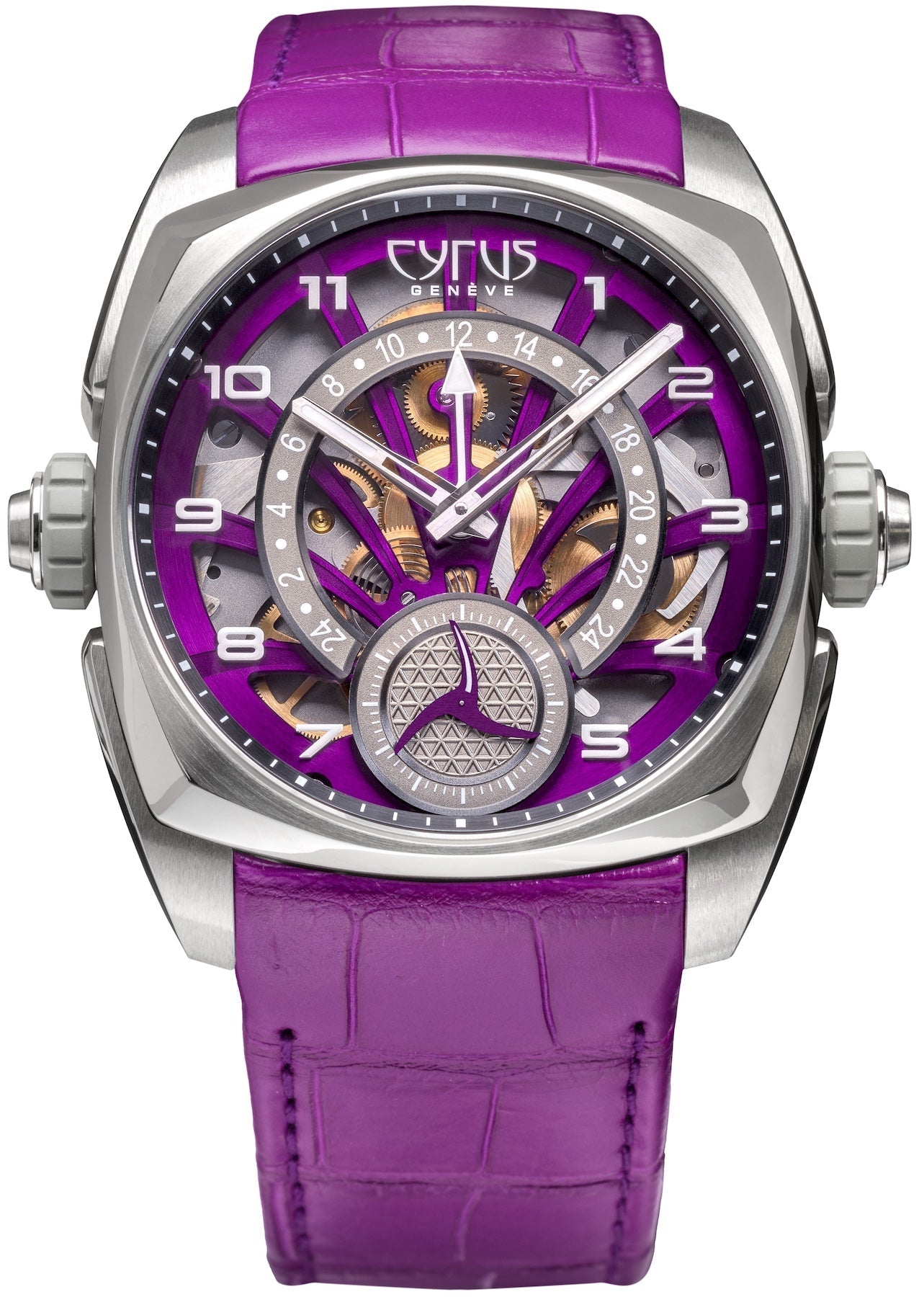 Cyrus Klepcys GMT Titanium Royal Purple Alligator Watch 539.507.TTA.D Image 1