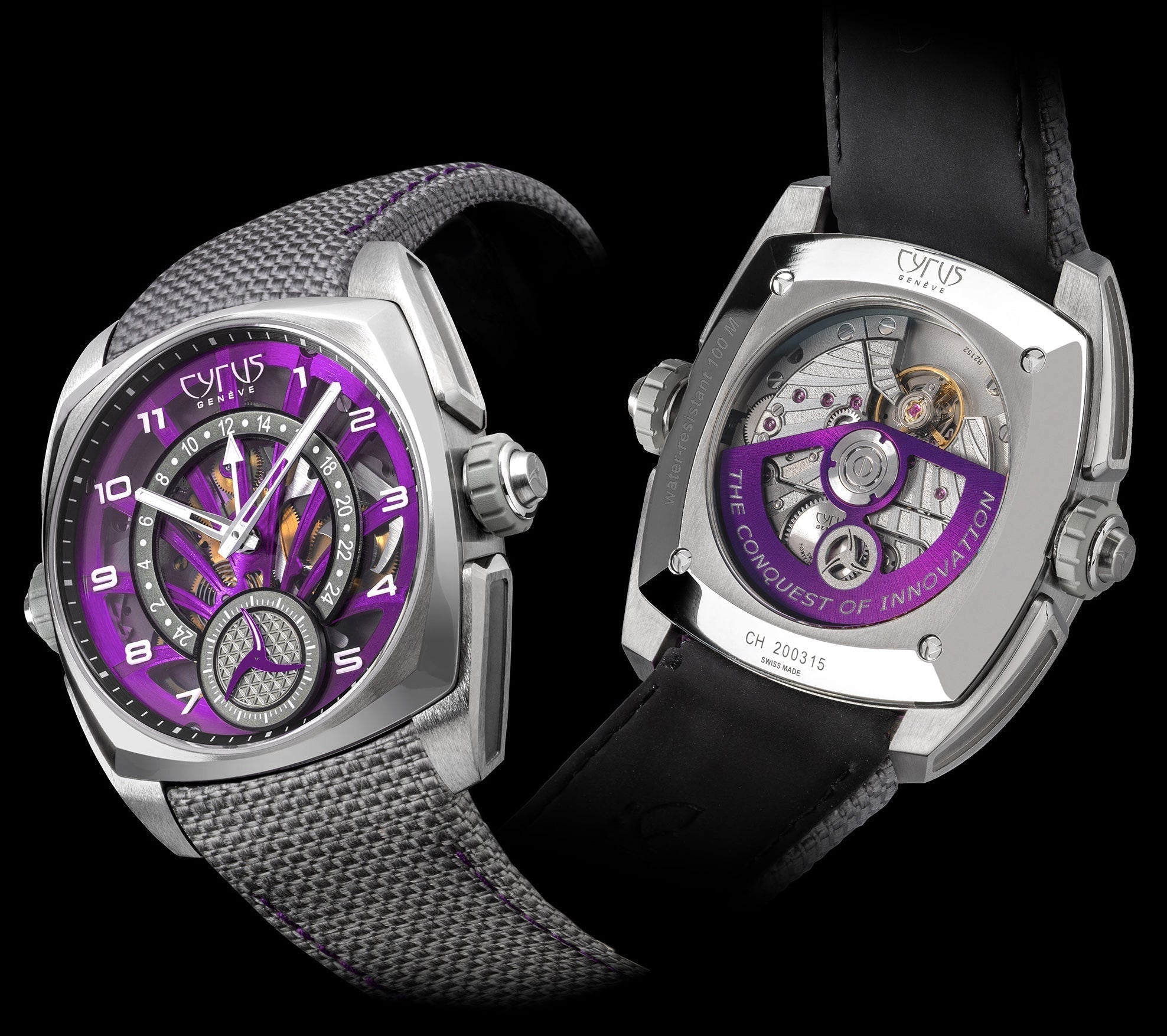 Cyrus Klepcys GMT Titanium Royal Purple Cordura Watch 539.507.TT.D Image 5