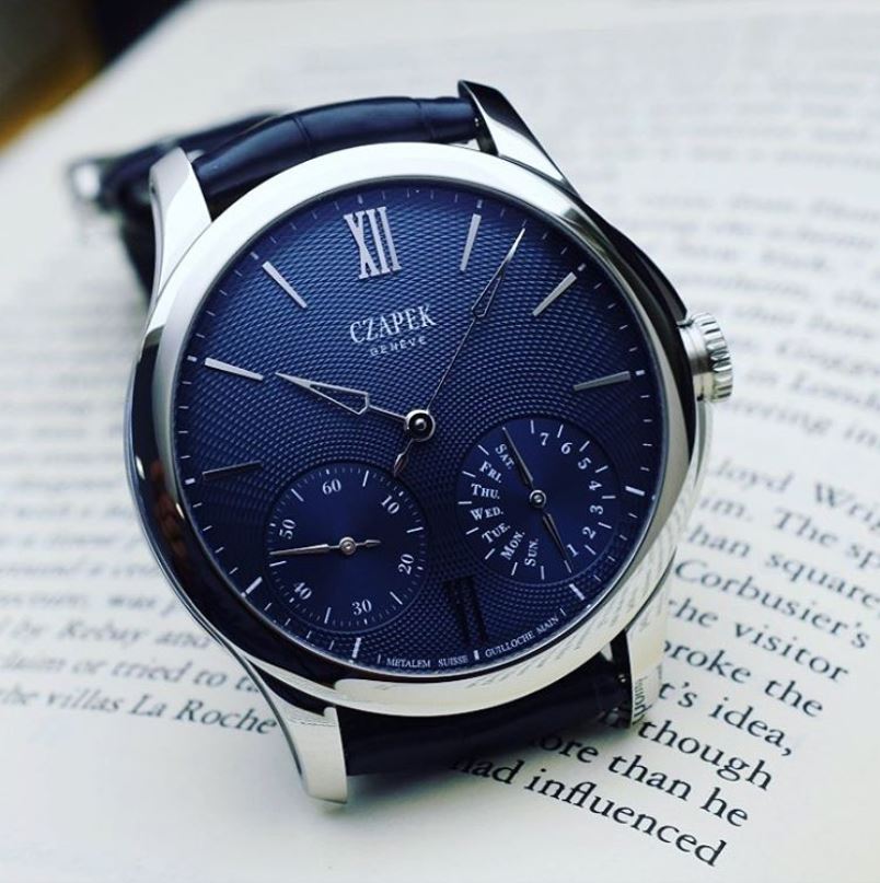 Czapek Watch Quai des Bergues Guilloche Ricochet Steel Aqua Blue Limited Edition Quai des Bergues Guilloche Ricochet Steel Aqua Blue S Image 3