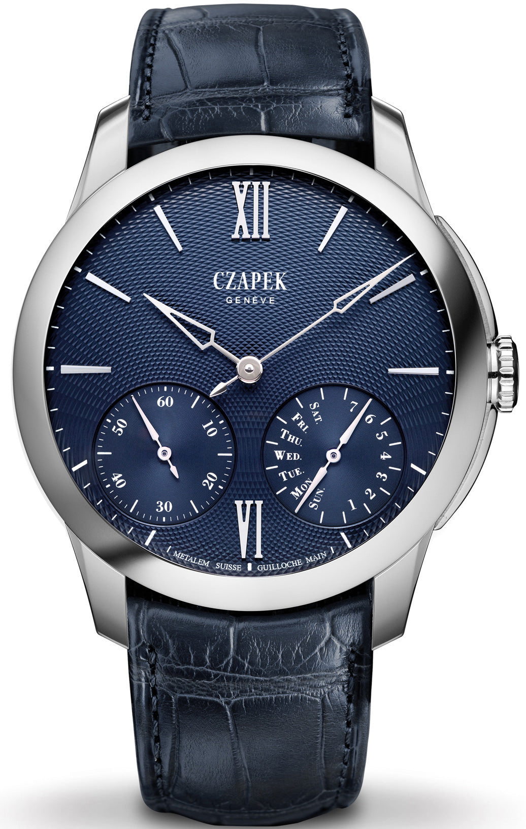 Czapek Watch Quai des Bergues Steel Guilloche Ricochet Steel Aqua Blue Limited Edition