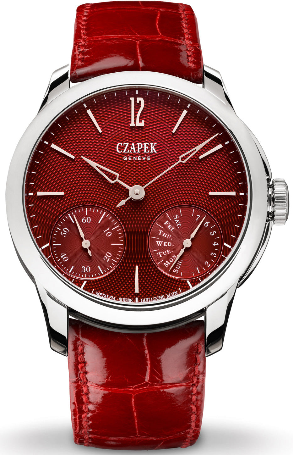 Czapek Watch Quai des Bergues Steel Guilloche Ricochet Steel Rhubarb Red S Limited Edition
