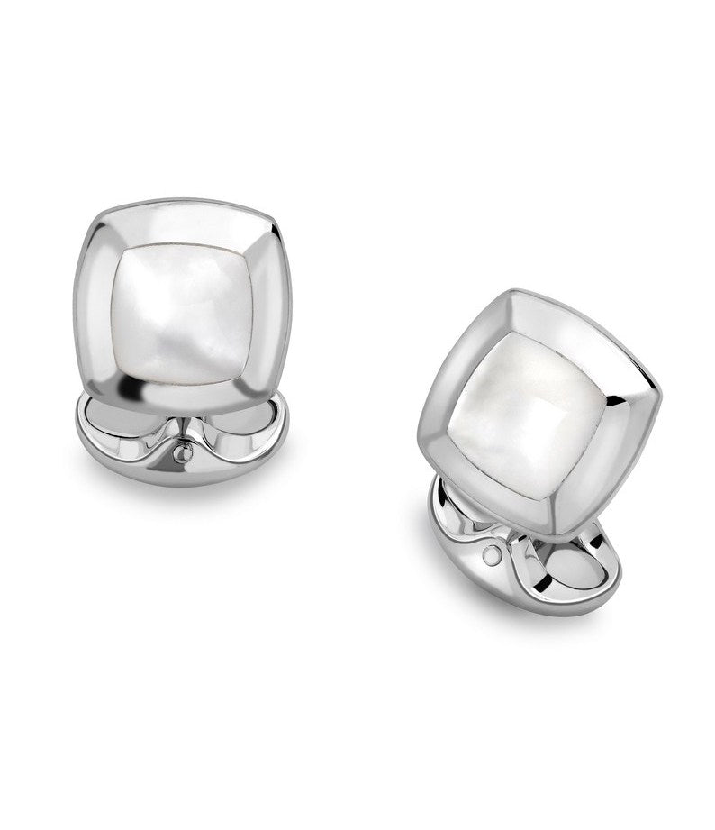 Deakin & Francis Cufflinks Sterling Silver Cushion White Mother of Pearl Inlay C0147X0003 Image 1
