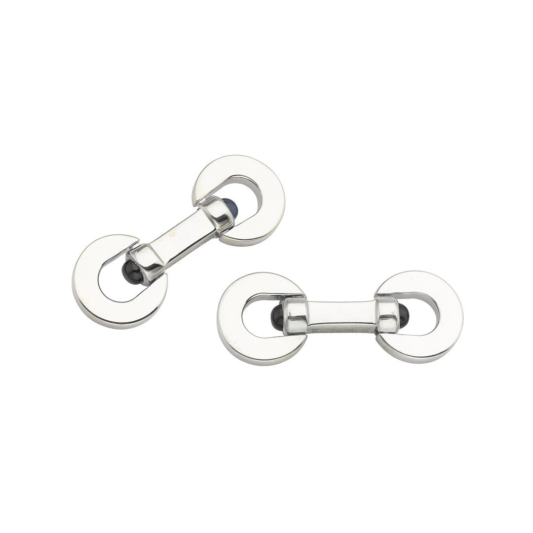 Deakin & Francis Cufflinks Sterling Silver Onyx Paddle C1191J0008 Image 1
