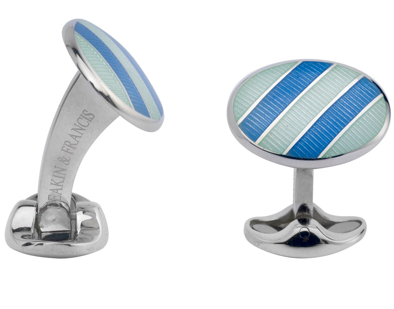 Deakin & Francis Cufflinks Sterling Silver Pale Silver Blue Sky Blue Enamel L0764S6905 Image 1
