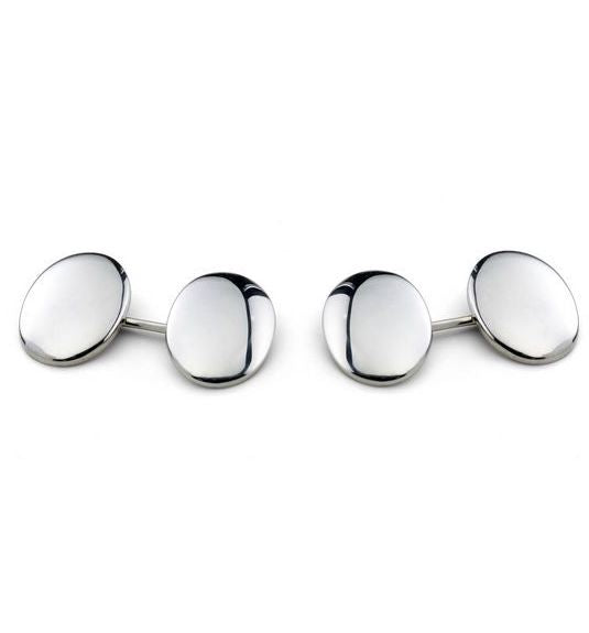 Deakin & Francis Cufflinks Sterling Silver Plain Domed Oval C0168I0001 Image 1