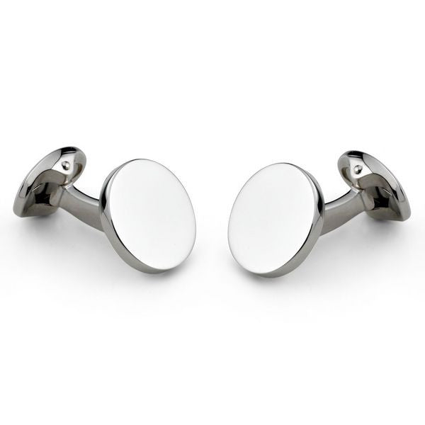 Deakin & Francis Cufflinks Sterling Silver Plain Round C0792X0002 Image 1