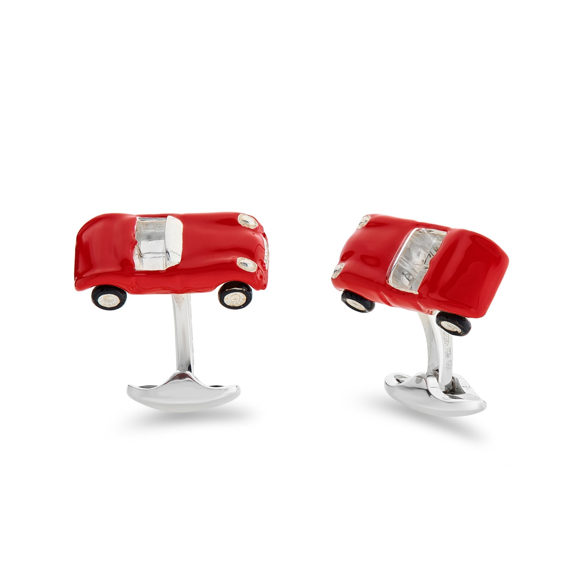 Deakin & Francis Cufflinks Sterling Silver Red Enamel Toy Sports Car C50011S0722 Image 1