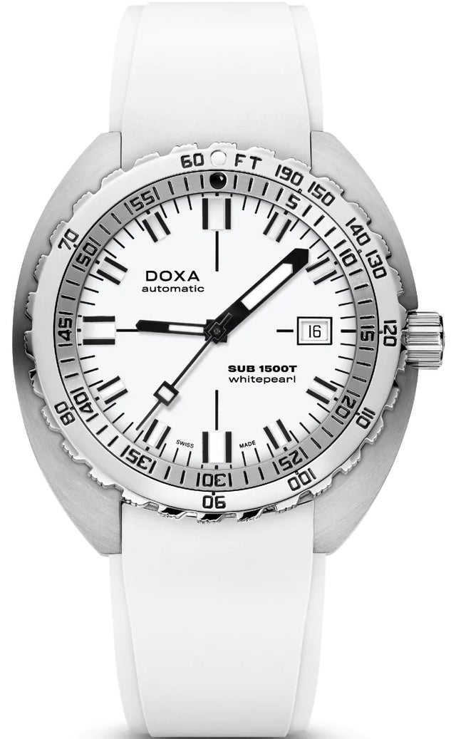 Doxa SUB 1500T Whitepearl Rubber Watch 883.10.011.23 Image 1