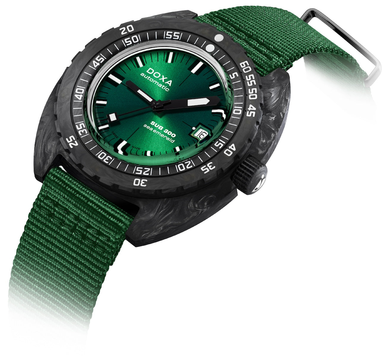 Doxa SUB 300 Carbon Sea Emerald Nato Watch 822.70.131.26-N Image 2