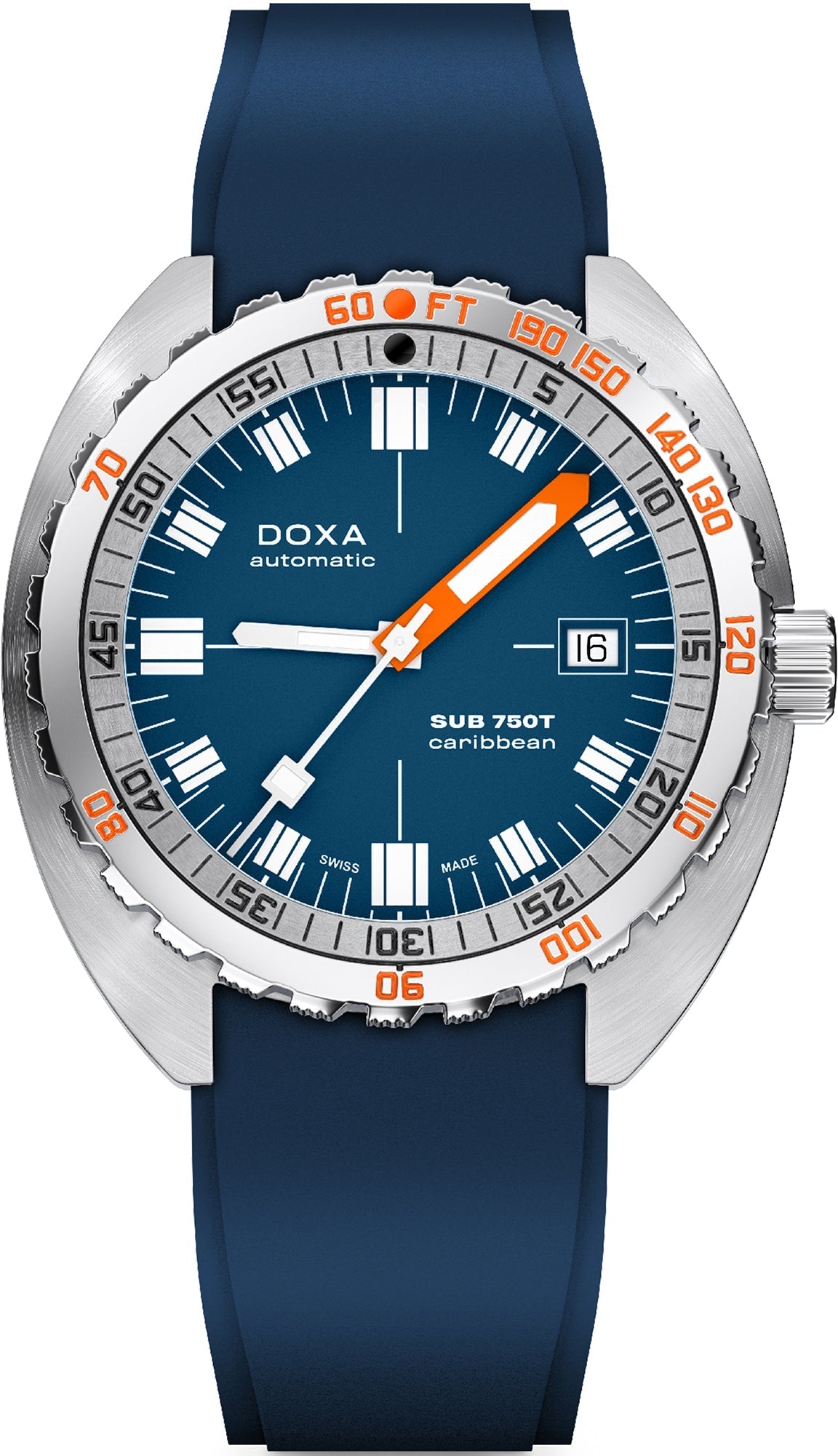 Doxa Sub 750T Caribbean Blue Rubber Watch 825.10.201.32 Image 1