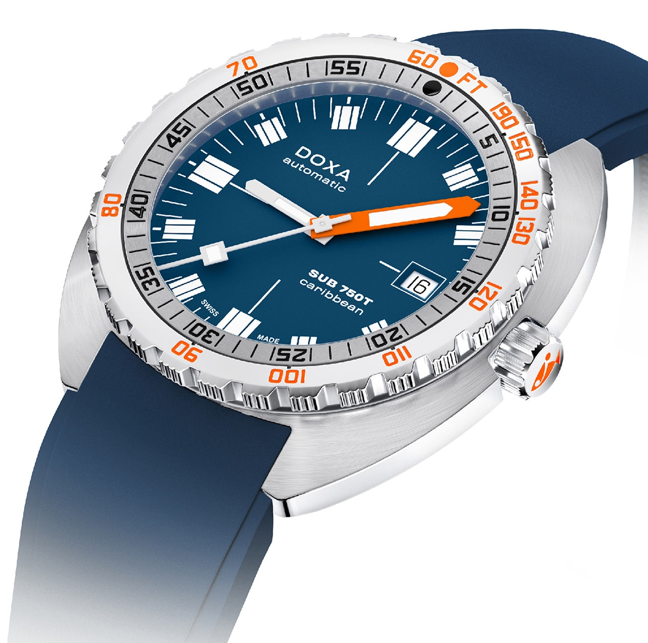 Doxa Sub 750T Caribbean Blue Rubber Watch 825.10.201.32 Image 2