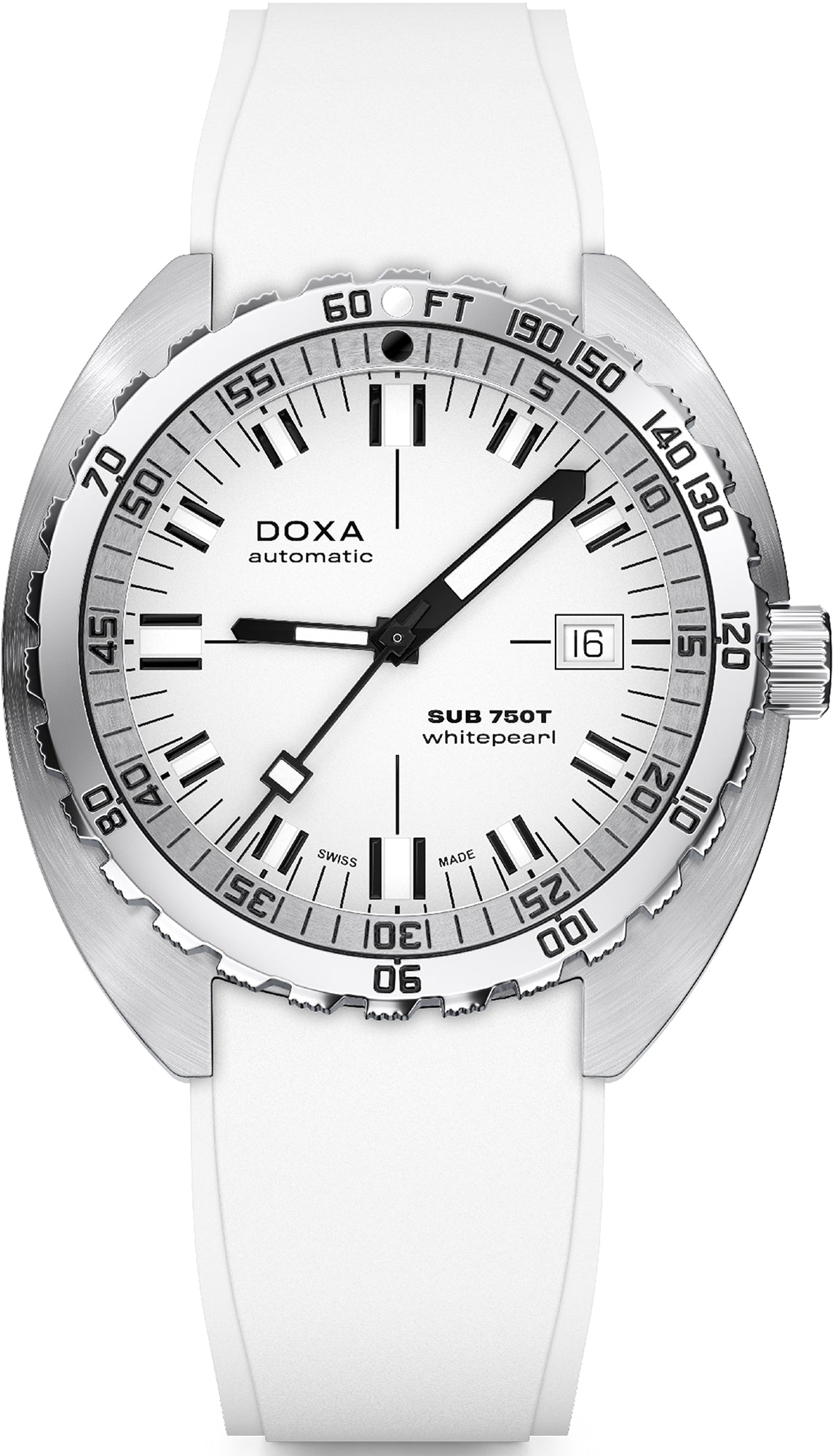 Doxa Sub 750T Whitepearl White Rubber Watch 825.10.011.23 Image 1