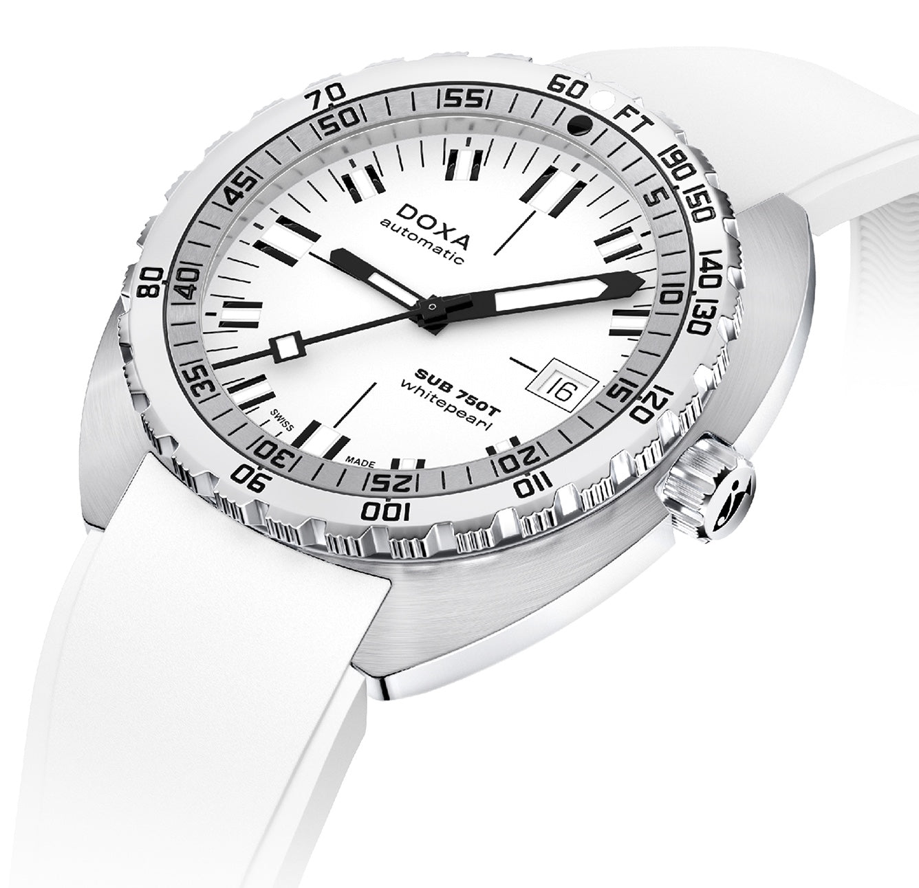 Doxa Sub 750T Whitepearl White Rubber Watch 825.10.011.23 Image 2