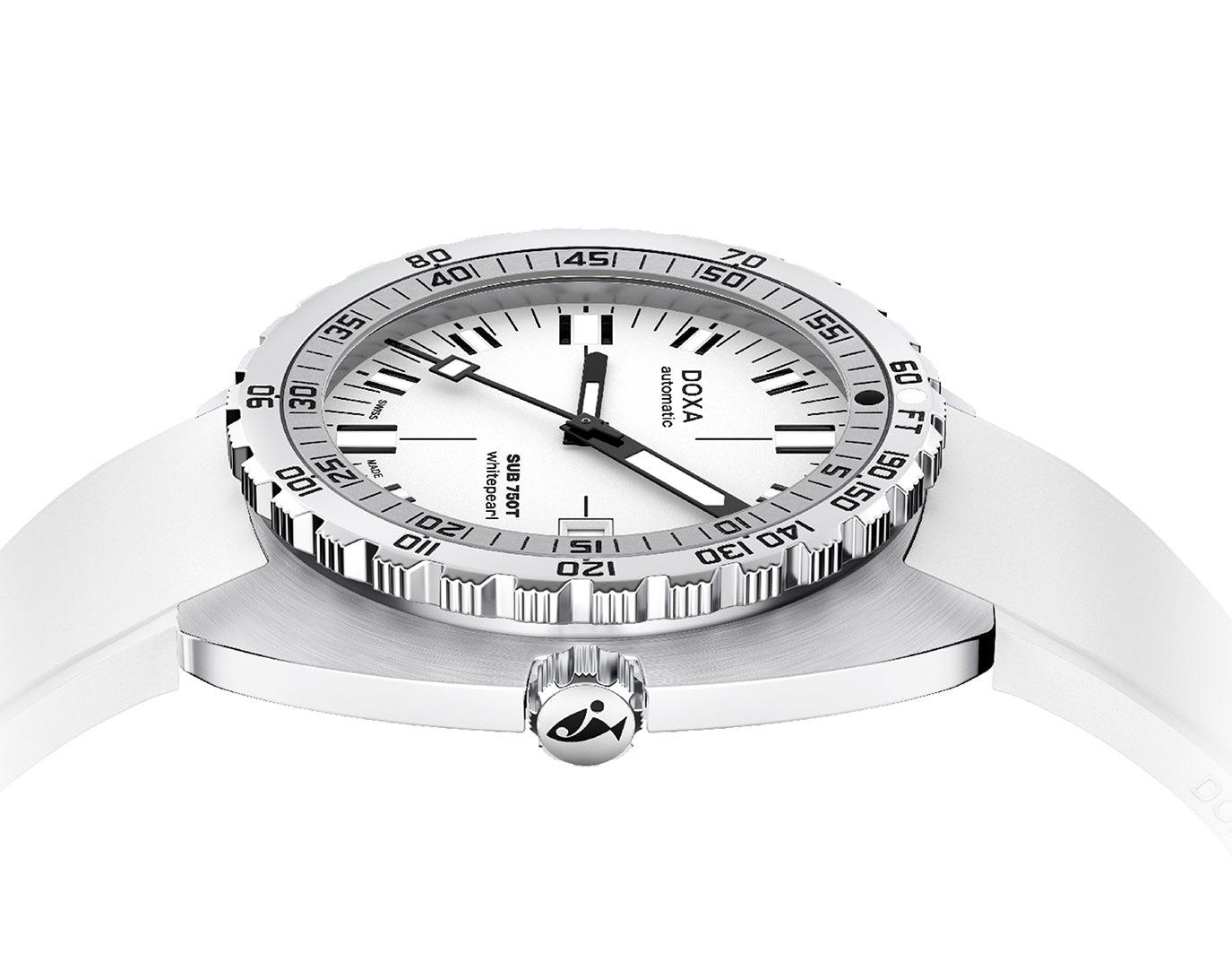 Doxa Sub 750T Whitepearl White Rubber Watch 825.10.011.23 Image 3