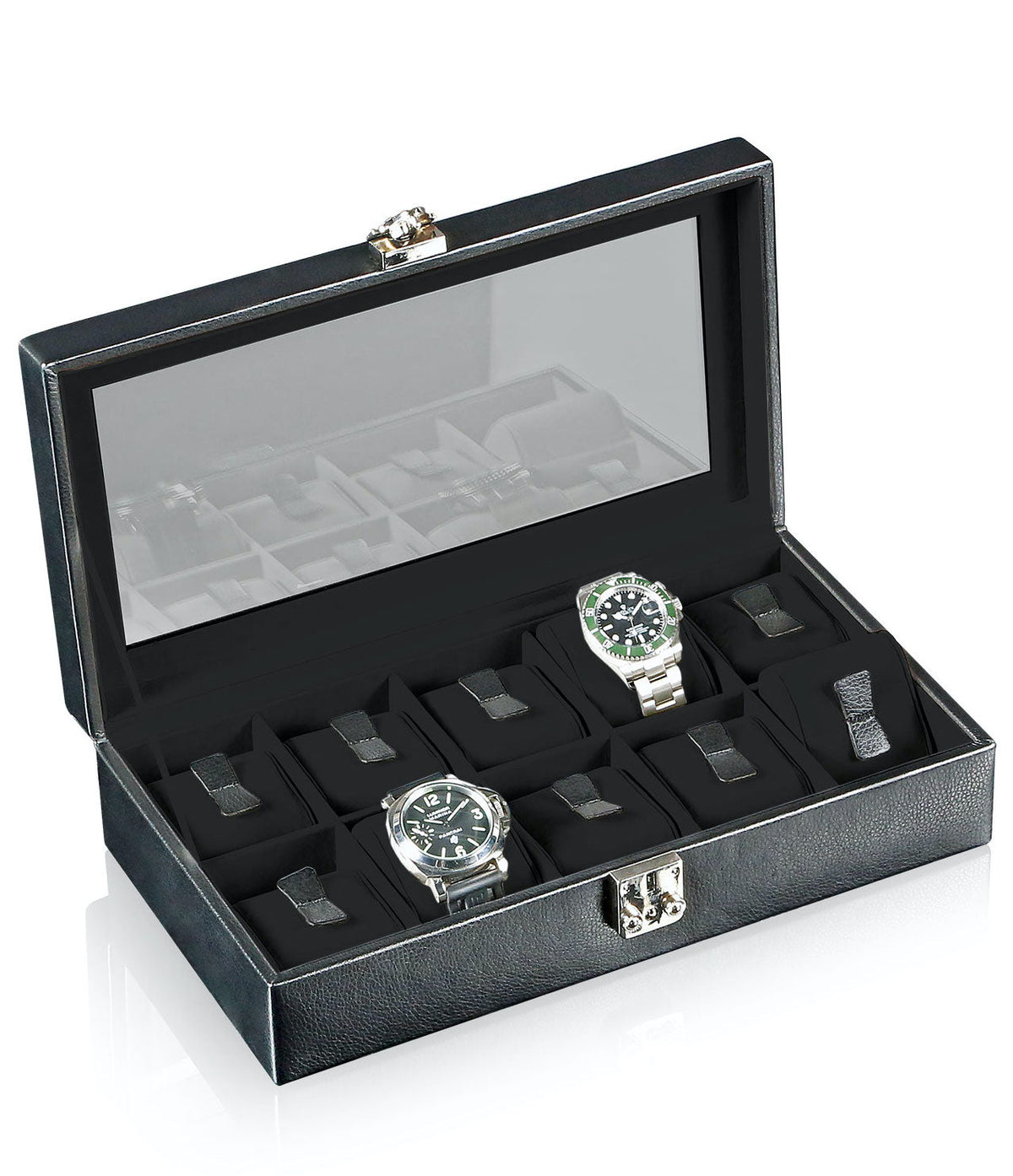 Designhuette Watch Box With Viewing Window Solid 10 Black 70005-130