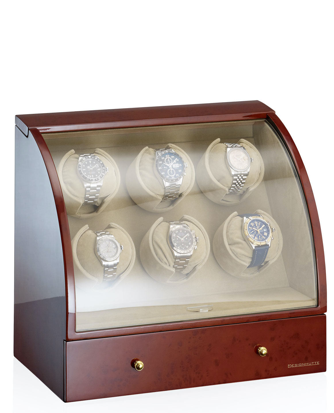 Designhuette Watch Winder Basel 6 Burlwood 70005-28