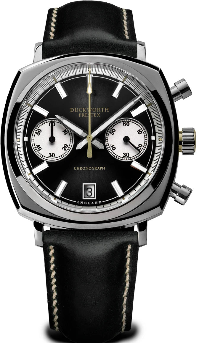 Duckworth Prestex 42 Black Sunburst Black Leather Watch D550-01-A Image 1