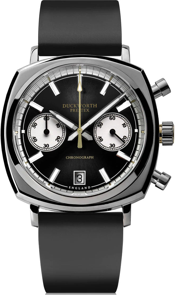 Duckworth Prestex 42 Black Sunburst Black Rubber Watch D550-01-AR Image 1