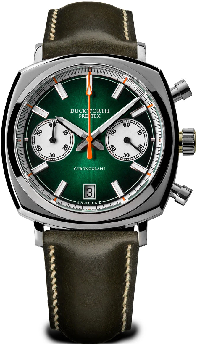 Duckworth Prestex 42 Green Sunburst Olive Green Leather Watch D550-04-C Image 1