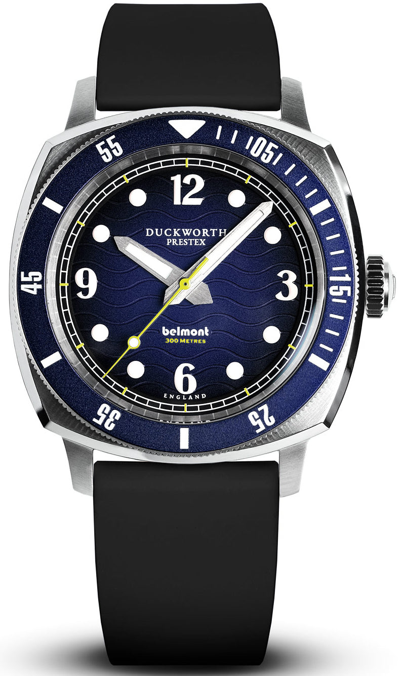 Duckworth Prestex Belmont Dive Blue Black Rubber Watch D328-03-AR Image 1