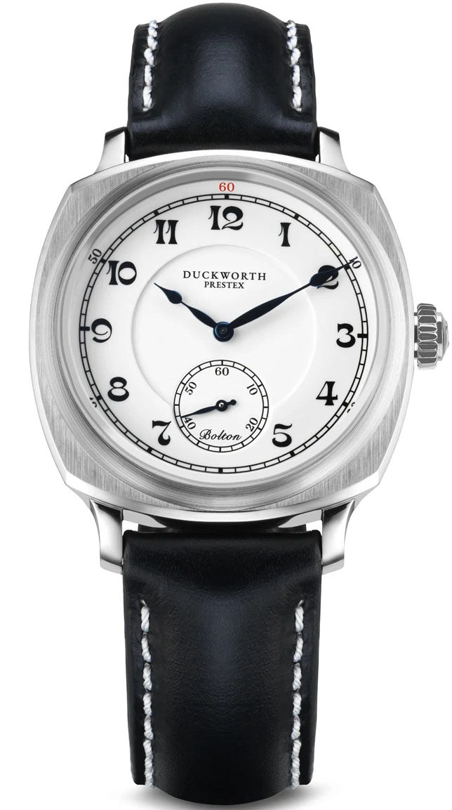 Duckworth Prestex Bolton Small Seconds White Black Leather Watch D667-02-A Image 1