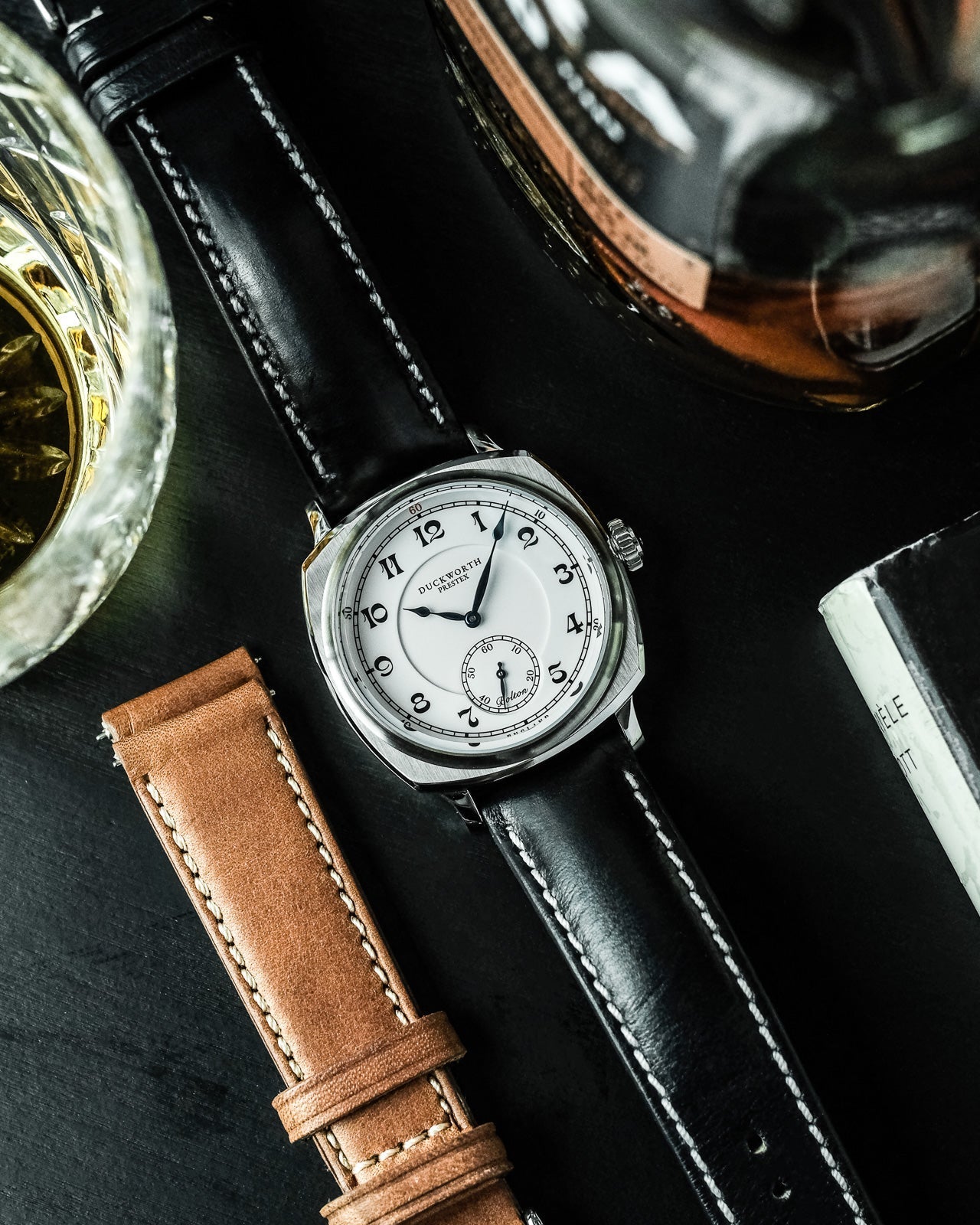 Duckworth Prestex Bolton Small Seconds White Black Leather Watch D667-02-A Image 4