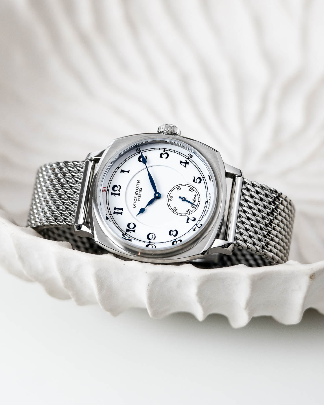 Duckworth Prestex Bolton Small Seconds White Mesh Bracelet Watch D667-02-ST Image 2