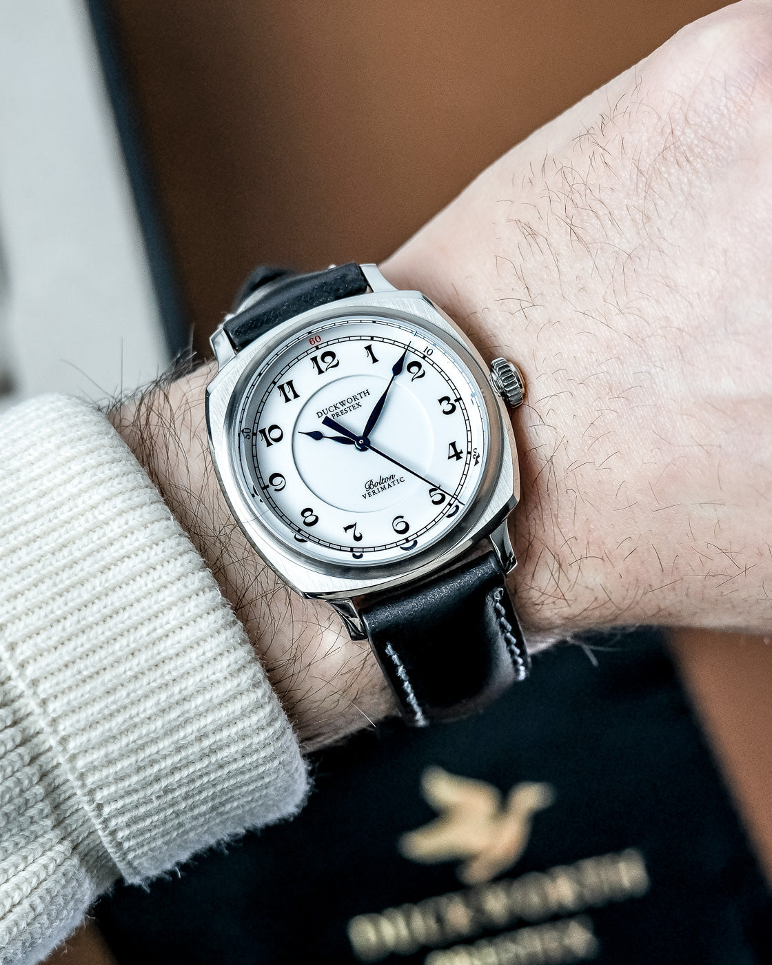 Duckworth Prestex Bolton Verimatic White Black Leather Watch D703-02-A Image 5