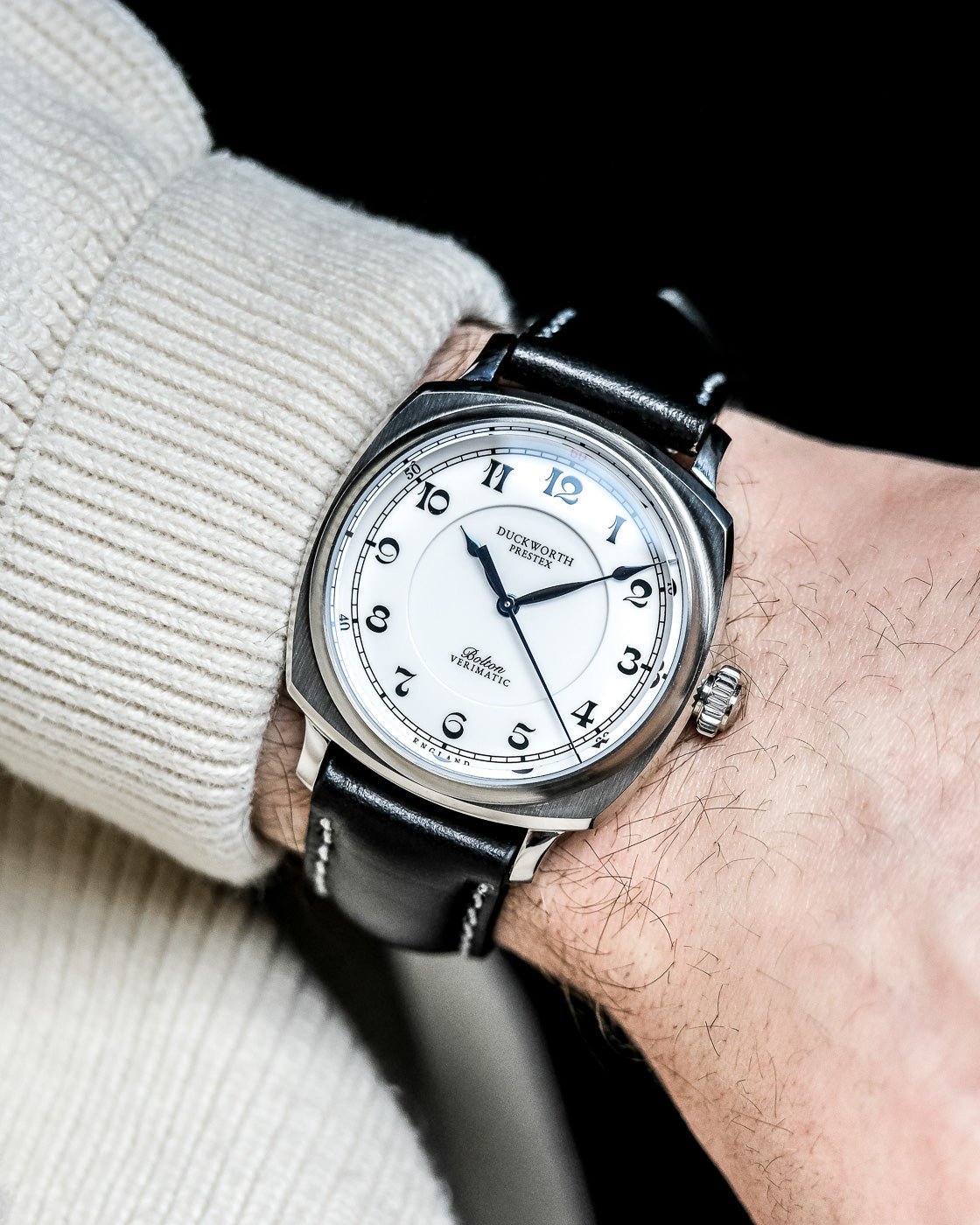 Duckworth Prestex Bolton Verimatic White Black Leather Watch D703-02-A Image 6