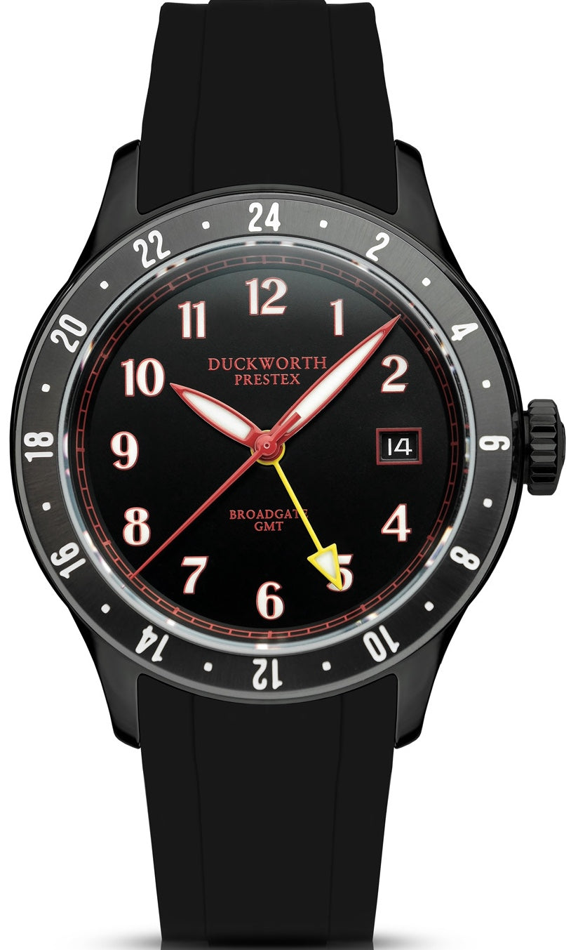 Duckworth Prestex Broadgate GMT Black PVD Black Rubber Watch D760-01-AR Image 1